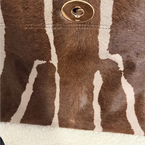 Coach Zebra Print Satchel in Brown and Black - Picture 6 of 14